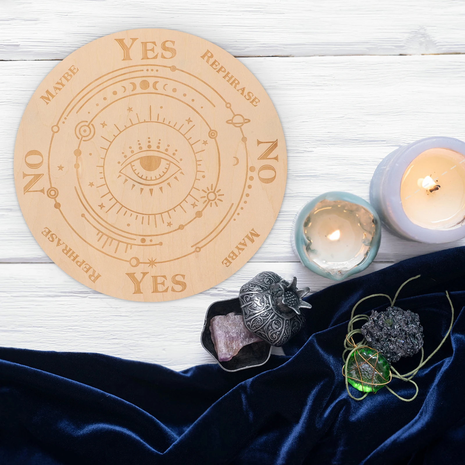 

Wooden Divination Board Evil Eyes Pendulum Game Witch Altar Supplies 11x15 Inch Smooth Surface Unique Carved Pattern
