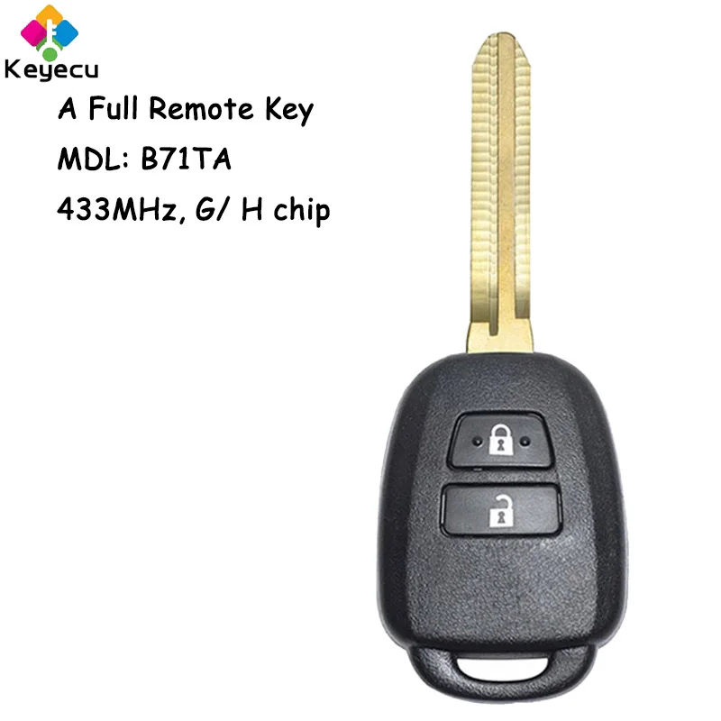 

KEYECU Remote Control Car Key With 2 Buttons 433MHz G H Chip for Toyota Vios Yaris Verso RAV4 2008-2015 Fob B71TA 89070-0D580