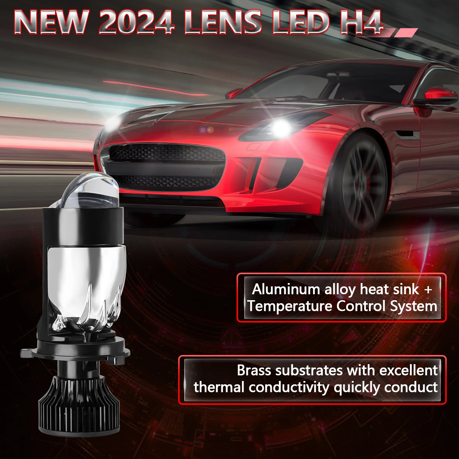 EAGLEVISION High Low Beam 6000K Bi LED 2000W H4 with Lens Projector Headlight Ultra 12V 24V 6500K Headlights of The Car Fog Lamp