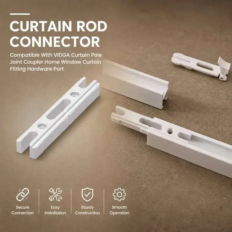 Window Curtain Pole Joint Coupler Curtain Rod Connecting Fitting Home Plastic Connector