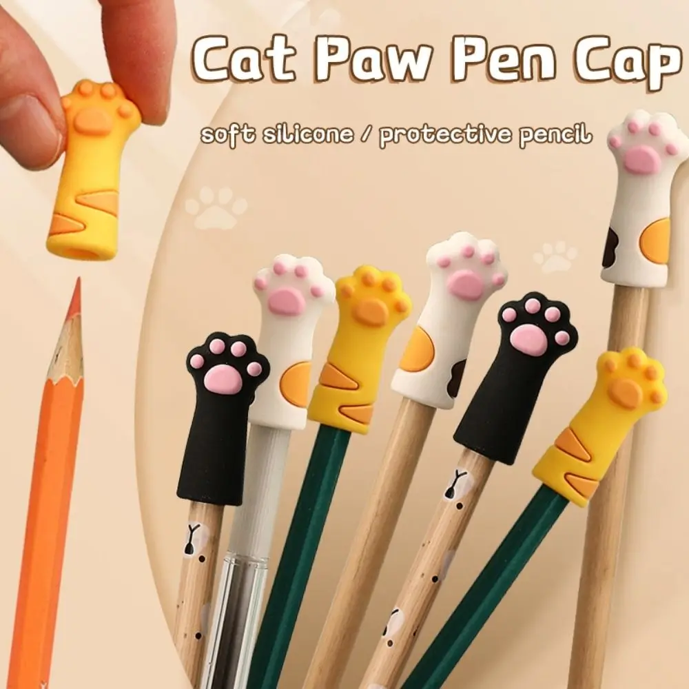 Capuchon de crayon en gel de pton, griffe de chat, mignon, doux, housse de protection, fournitures pour étudiants, prolongateur de crayon, nouveau