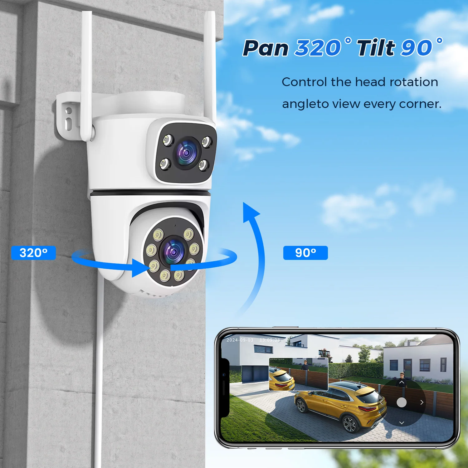 IP Camera PTZ Securexpert HD Dual Lens Camera Dual Screen Security-protection Color Night Vision Surveillance Outdoor waterproof
