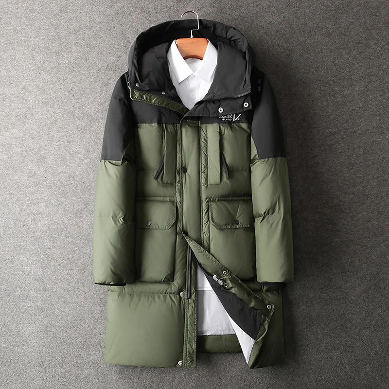 Winter Men's Down Jacket Business Casual men Hooded Windbreaker White Duck Down Padded Lightweight Puffer Coat parkas men