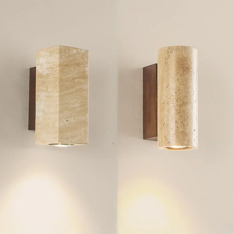 Modern Yellow Marble Lustre Wall Lamps for Room Bedside Living Decor Led Lights Travertine Stairs Corridor Sconce Home-appliance