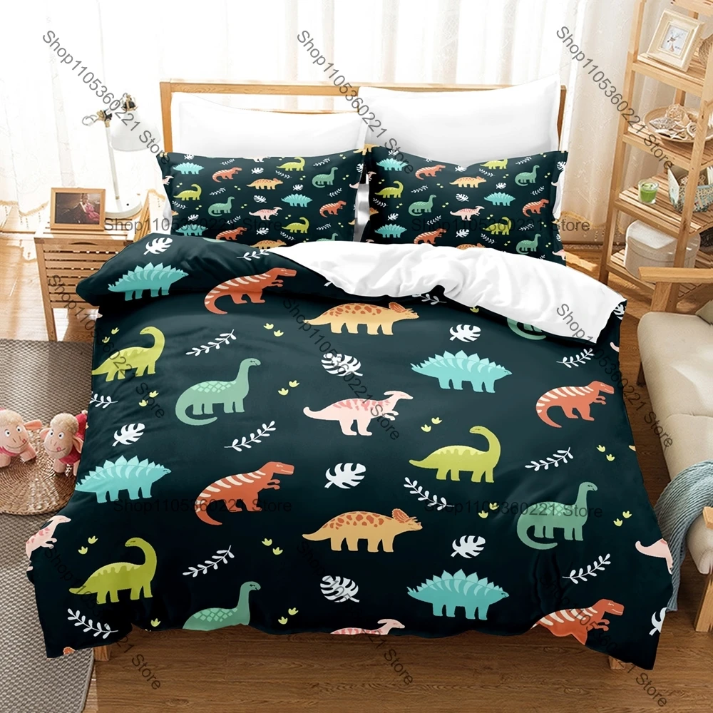 2026 Cartoon Dinosaur Bedding Set Single Twin Full Queen King Size Bed Set Adult Bedroom Duvetcover Sets Anime Bed Sheet Set