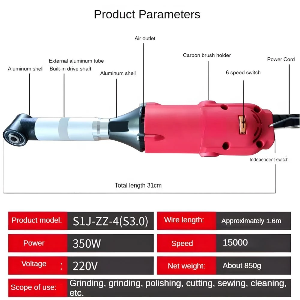

S1J-ZZ-4 350W 90 degree bend right angle electric carving motor grinder seam cleaner polishing tile cutting