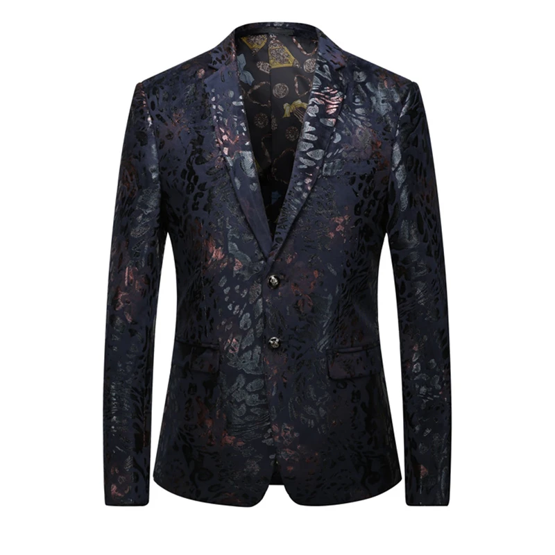 Leopard Bronzing Print Two Buttons Blazers For Men Oversized 5XL Business Casual Quality Comfortable Party Suits Terno Masculino