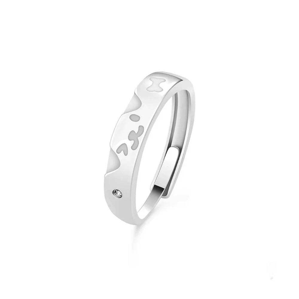 Glow in Dark Luminous Couple Rings Kitty Korean Style Cat Dog Opening Ring Cute Puppy Jewelry Valentine's Day Gift Decoration