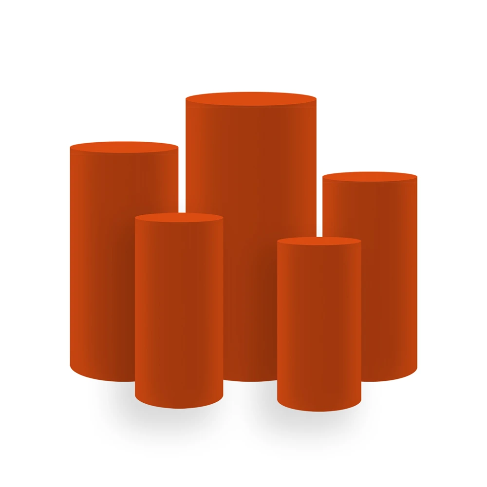 Orange Cylinder Pedestal Plinth Covers for Birthday Baby Shower Wedding Party Decorations,Elastic Fabric Props HP-108