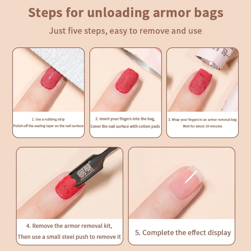 100Pcs Nail Remover Bag Nail Art Special Disposable Cleaning Alcohol Nail Remover Towel Does Not Hurt Nail Remover Supplies Set