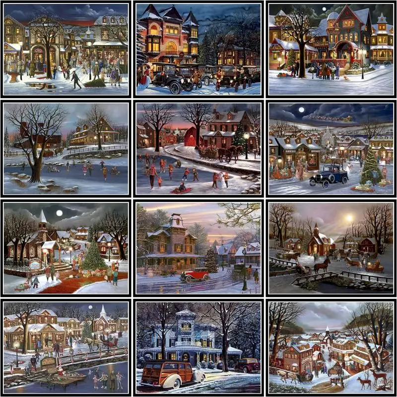 

GATYZTORY Pictures By Number Kits Painting By Numbers House Street Landscape Picture Art Drawing On Canvas Gift Home Decor