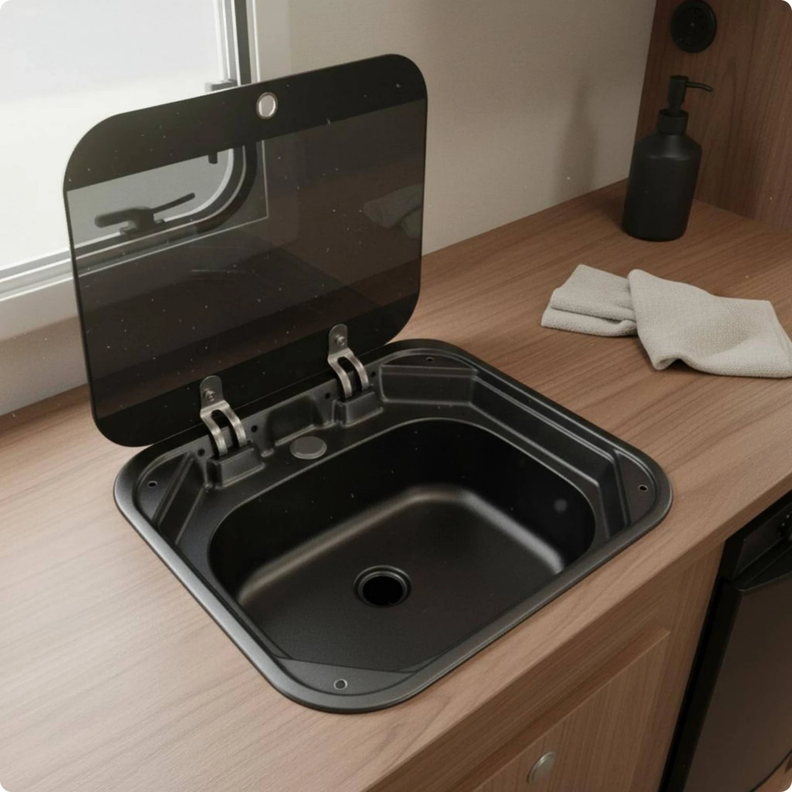 

RV Sink Flip Cover Traveler Van Sink Wash Basin Rust Resistant Extra Workspace for Travel