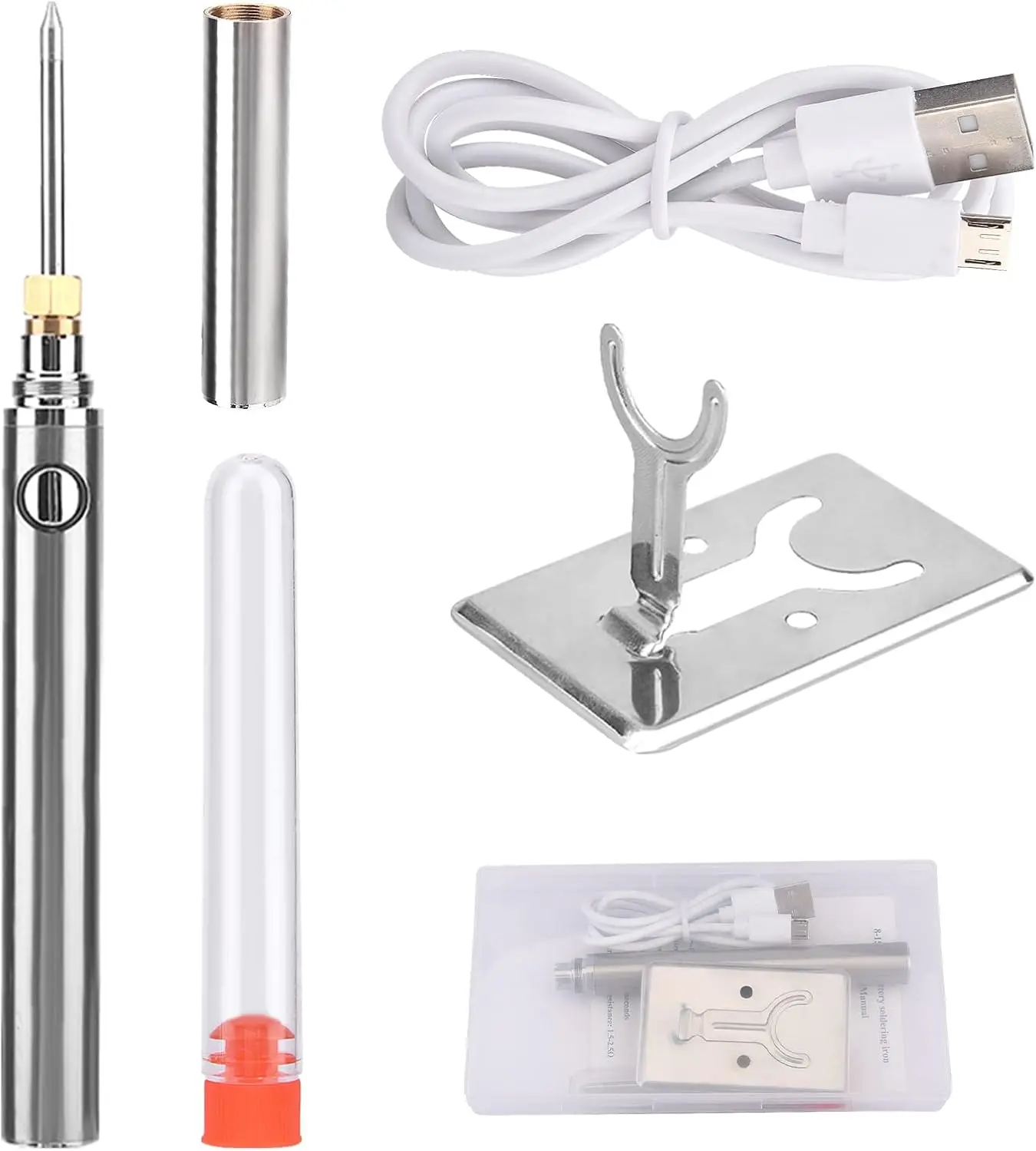 

USB Cordless Soldering Iron, 5V 15W Rechargeable Portable Soldering Pen with Built-In Battery, Rapid Heating for Electronics DIY