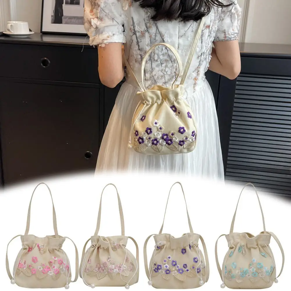 1pc New Chinese Style Embroidered Bucket Bag For Women's Single Shoulder Cross Shoulder Handheld Versatile Sweet Exquisite Y1U0