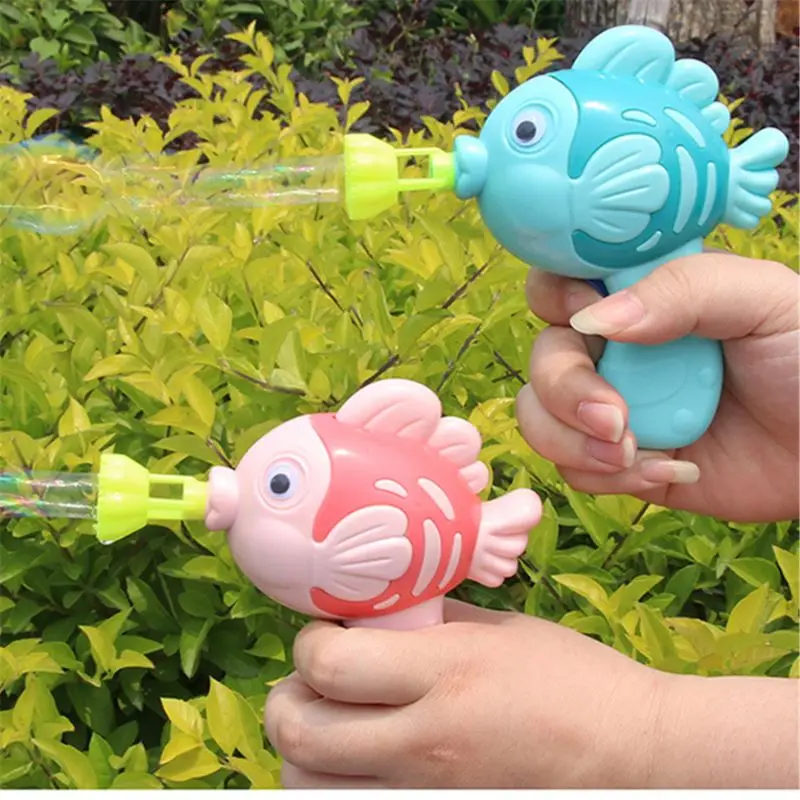 Cute Fish Shape Soap Water Bubble Gun Kids Toys Fun Bubble Blower Machine For Children Manual Gun Blower Outdoor Sport Toy