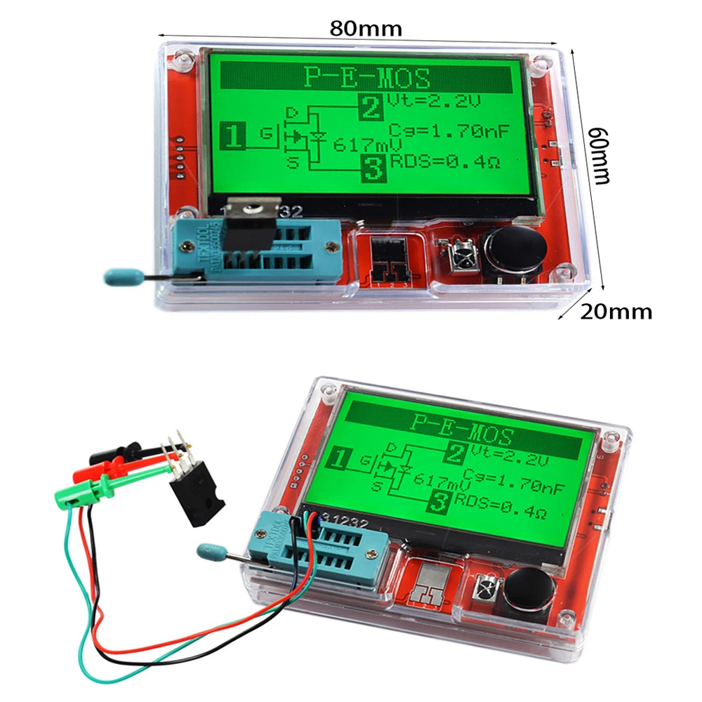 LCR-T10H TFT LCD 디스플레이 멀티미터 트랜지스터 테스터, 다이오드 트라이오드 캐패시터 저항 테스트 계량기, MOSFET NPN PNP 트라이액 MOS 테스터