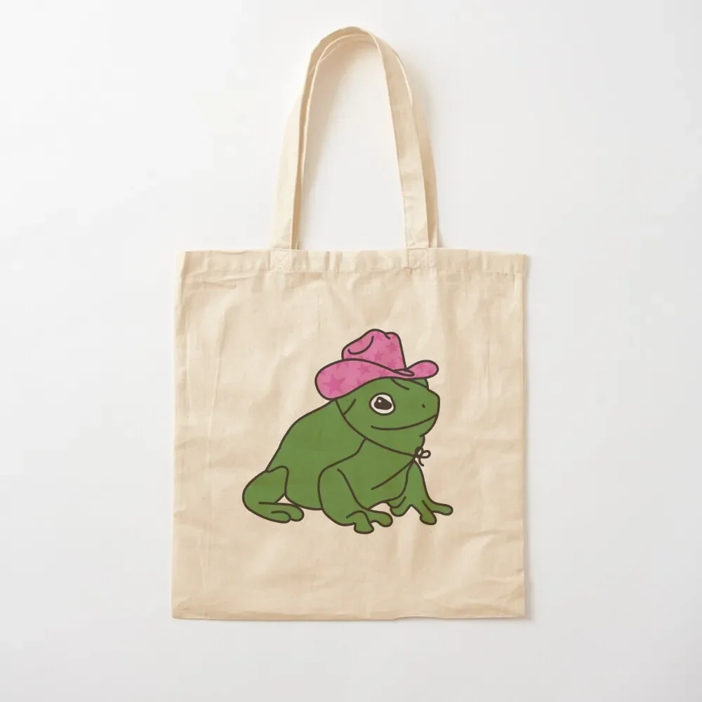 

Frog With A Pink Cowboy Hat Tote Bag canvas bags Shopper Large bags for women Tote Bag