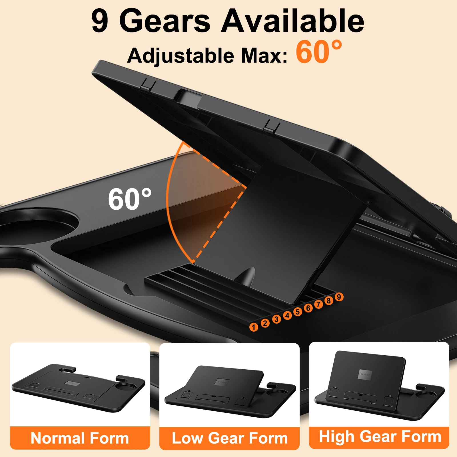 Eary Car Steering Wheel Desk for Laptop Multipurpose Travel Car Accessories Seat Stand Table Trays for Eating Drinking Working image 2