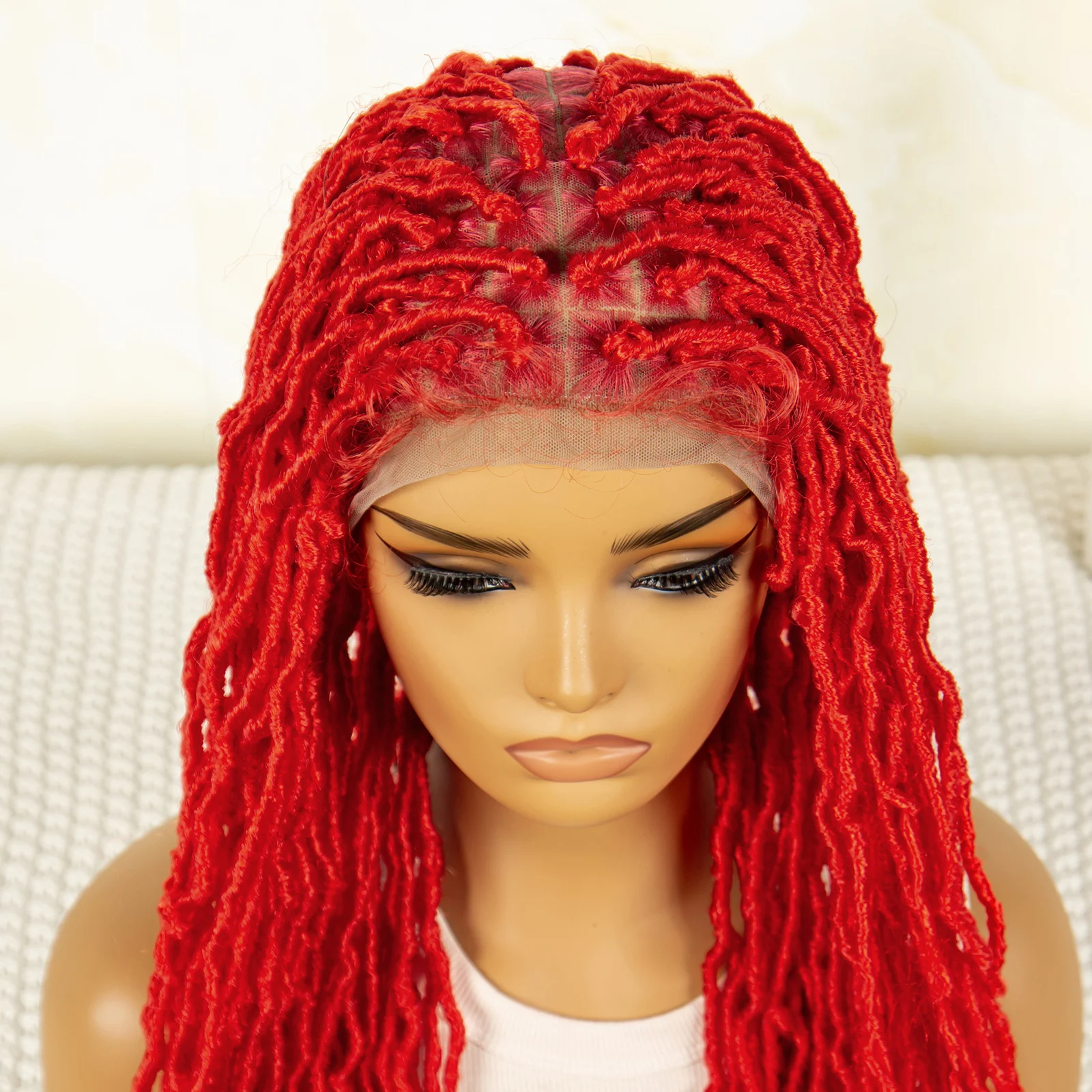 Red Box Braided Wigs Full Lace Braiding Wig Crochet Braids Wig for Women 36 Inches Lace Wig Knotless Twisted Braided Wig