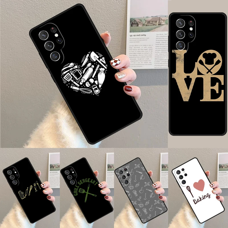 Baking Cooking Utensils Chef Phone Case for Samsung Galaxy note 10 pro S26 Ultra S23 S24 FE S25 S21 S22 PLUS shockproof Cove