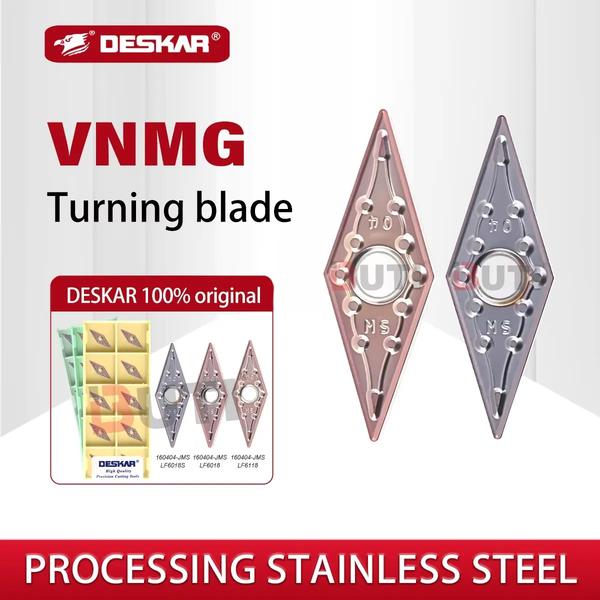 

DESKAR 100% Original Carbide Inserts VNMG160404/08-JMS LF6018 LF6118 LF6018S CNC Lathe Turning Tool For Process Stainless Steel