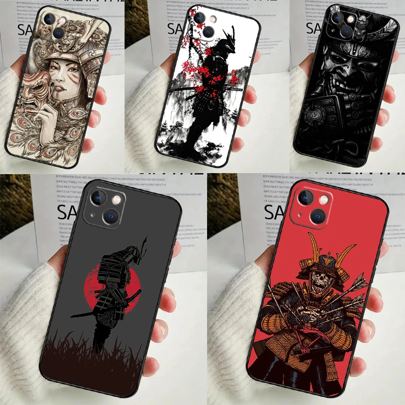 Japanese Samurai Warrior Phone Case For iPhone 14 13 12 11 16 15 Pro Max Plus Mini 7 8 X XR XS Max Soft Cover