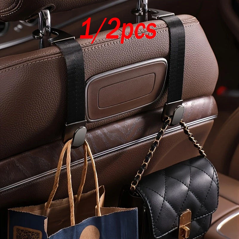 1/2pcs Car Headrest Hooks Hanger for Bags Seat Back Organizer Holder Clips Auto Fastener Hooks Car Storage Interior Accessories