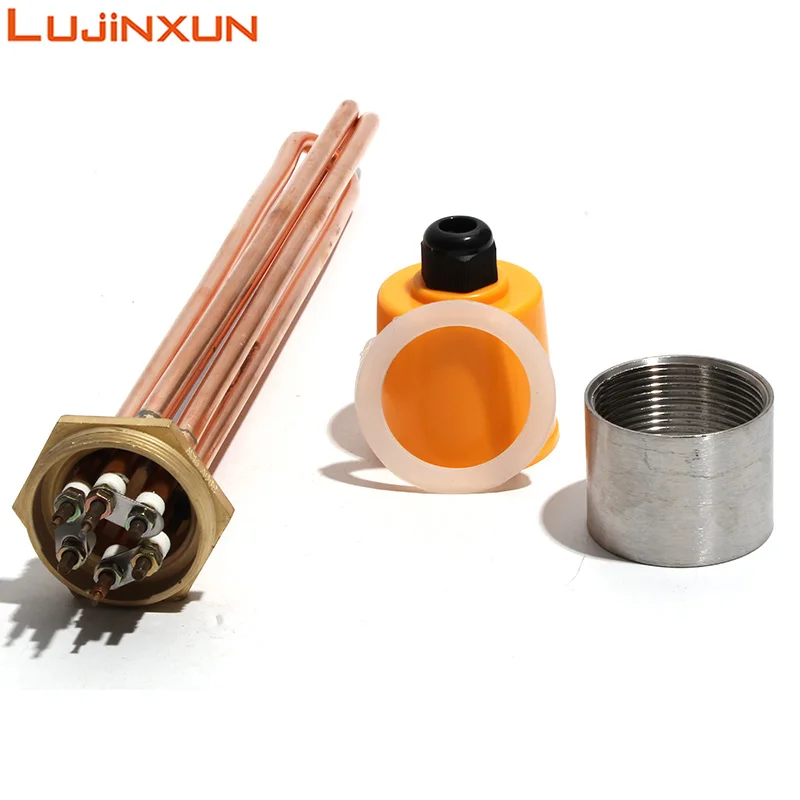 Lujinxun DN40 النحاس عنصر سخان المياه للغلاية مسدس 1.5 "موضوع سخانات 110/220/380 فولت النحاس الموضوع أنبوب 3/4.5/6/9/12KW