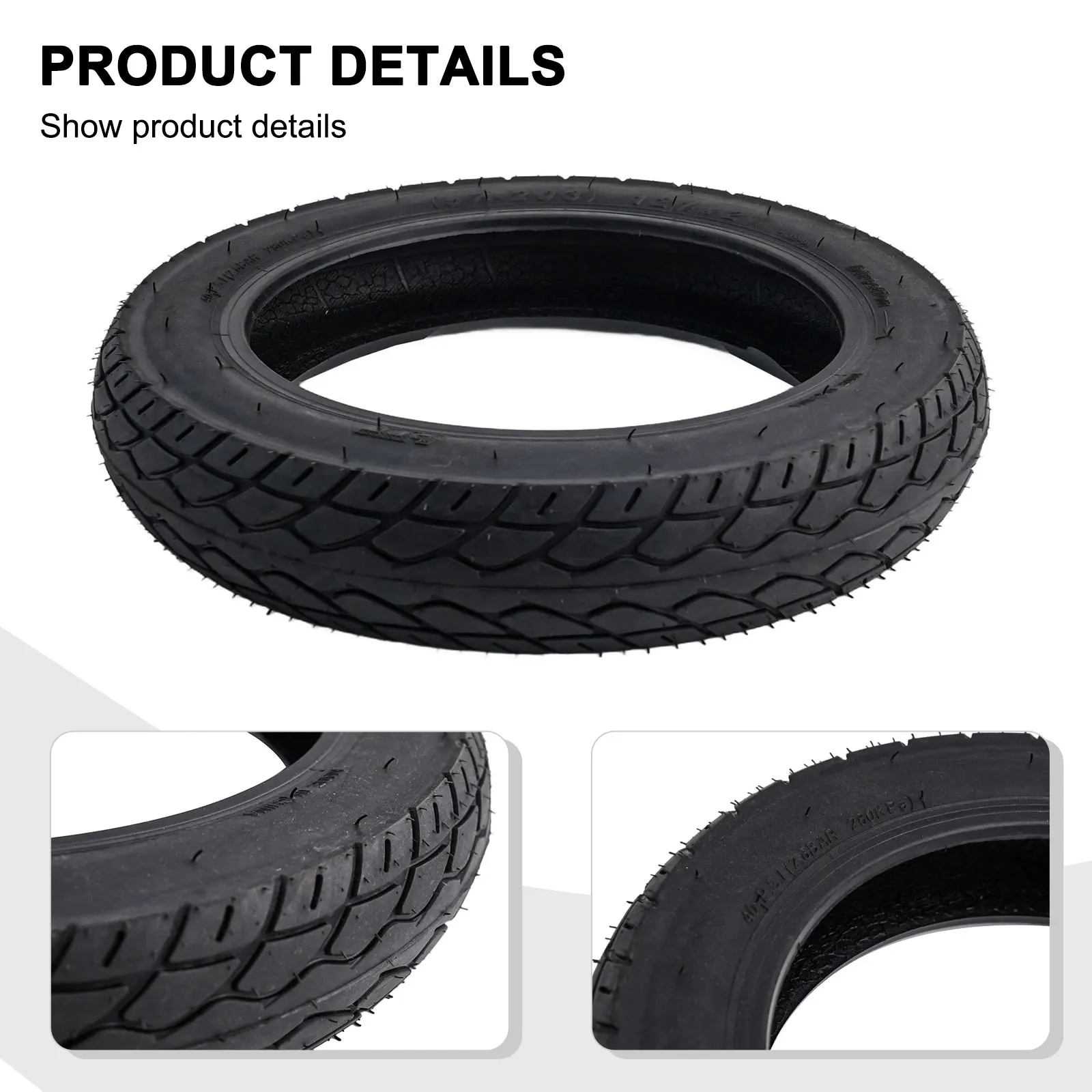 

12-дюймовая бескамерная шина 12 2x2 4 (6203) 12 5x2 125 Бескамерная шина для электрических скутеров и велосипедов Резиновая конструкция