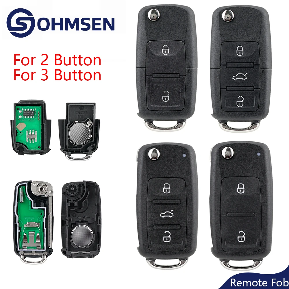 

OHMSEN For VW 3 Button Flip Car Key Remote Fob 433MHz T5 Golf Polo Amarok Transporter T5 T6 5K0837202AD 1J0959753AG 1K0959753G