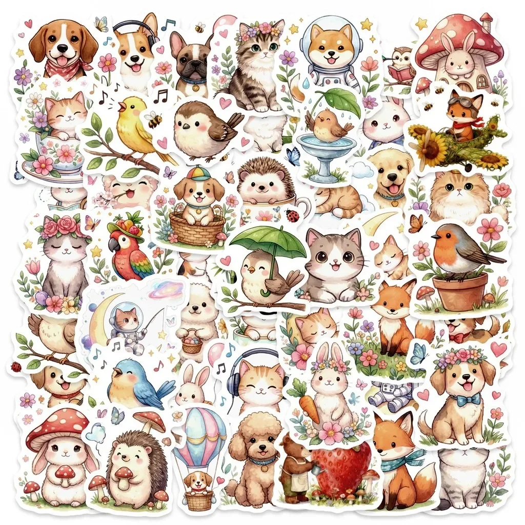 50Pcs Healing Animal Stickers, New Waterproof Creative Decals for Water Bottle and Tablet DIY Ornament Giajar Sticker Store