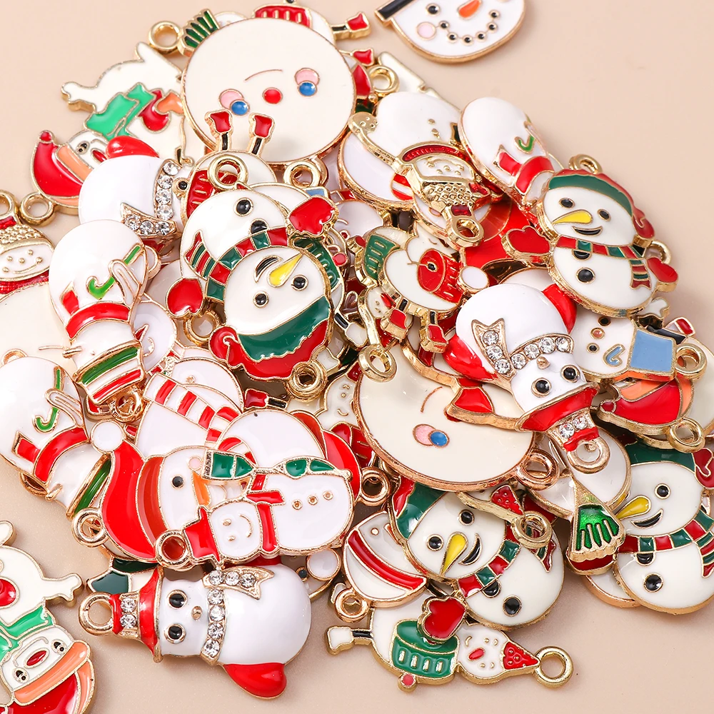 Leslie 10 قطع المينا سحر عيد الميلاد للأقراط عيد الميلاد ثلج سحر والمعلقات DIY المجوهرات المصنوعة يدويا