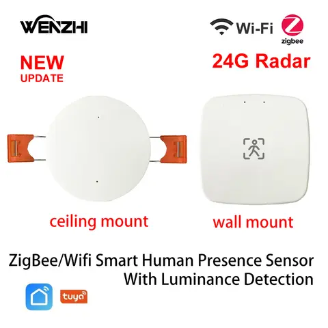ZigBee Wifi 24G MmWave Radar Human Presence Motion Sensor With Luminosity/Distance Detection 5/110/220V Tuya Smart Life Home DIY