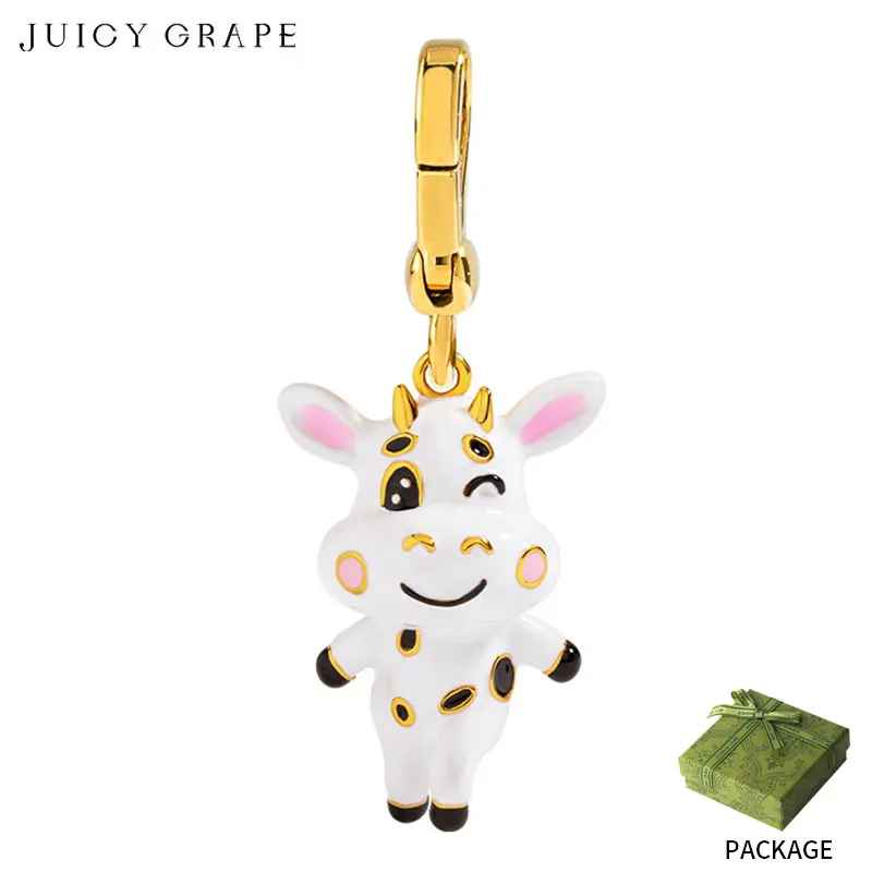 

Juicy Grape Cow Key Chains For Woman Bag Charms Hand Painted Enamel Cattle Necklace Handbag Accessories Pendant Party Jewelry