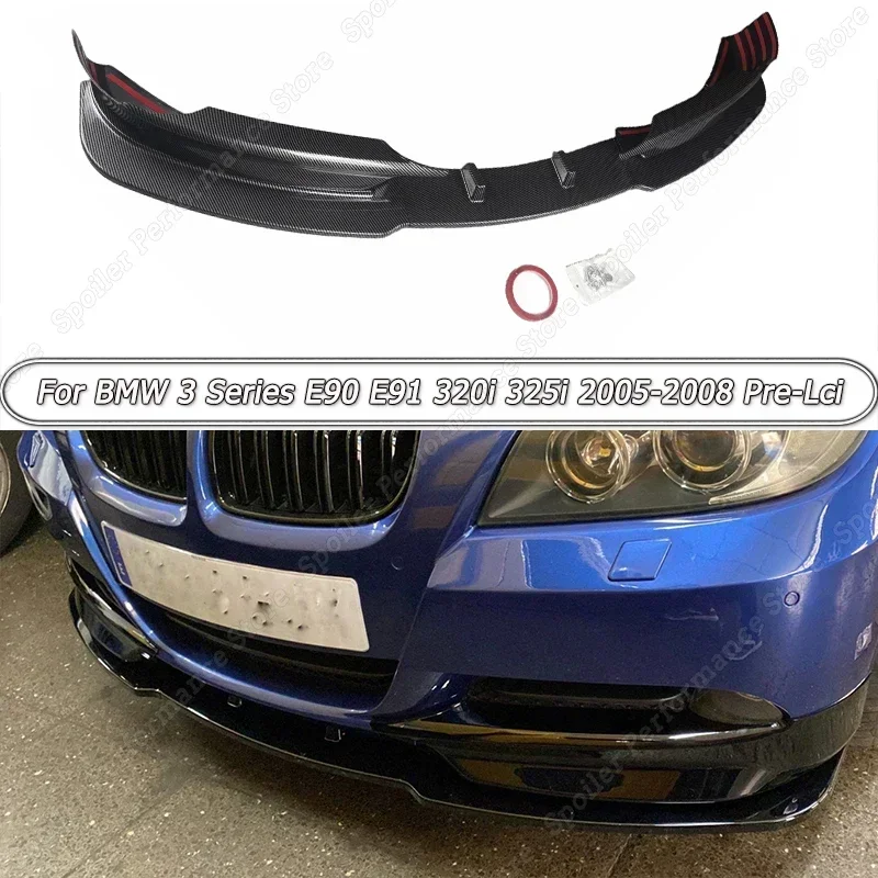

Front Bumper Splitter Lip Diffuser Guard Body Kits Tunning Gloss Black For BMW 3 Series E90 E91 320i 325i 2005-2008 Pre-LCI ABS