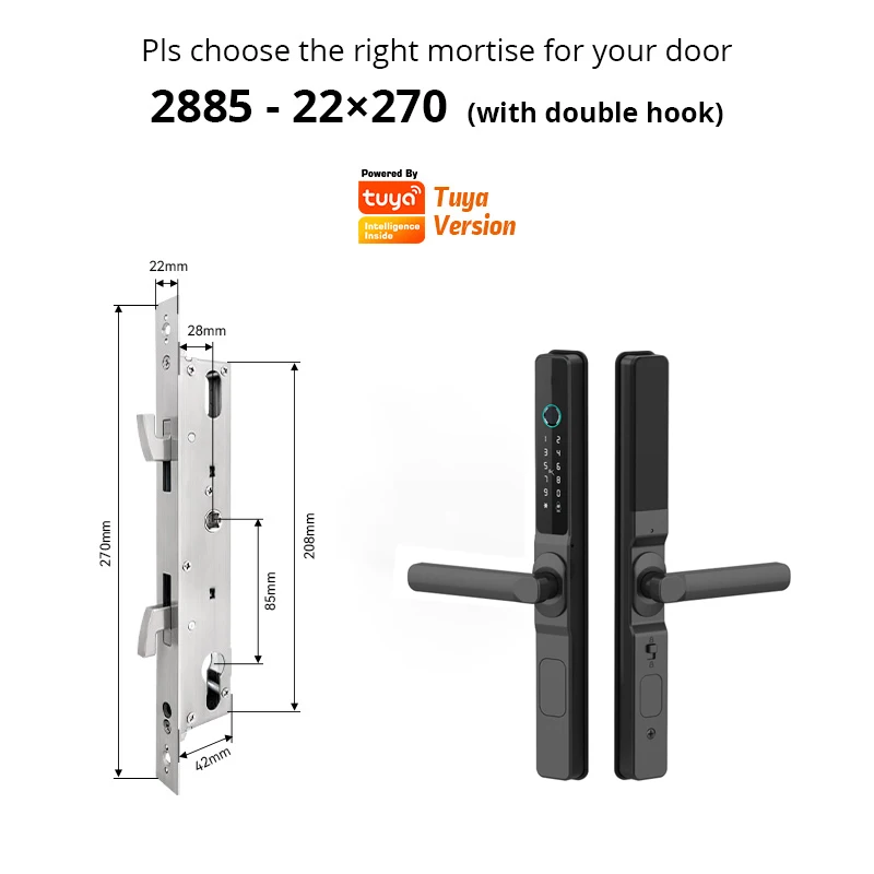 Waterproof Camera Fingerprint Lock TUYA WIFI APP RFID Card Code Keyless Electronic Smart Door Lock Aluminum/Glass Sliding image 3