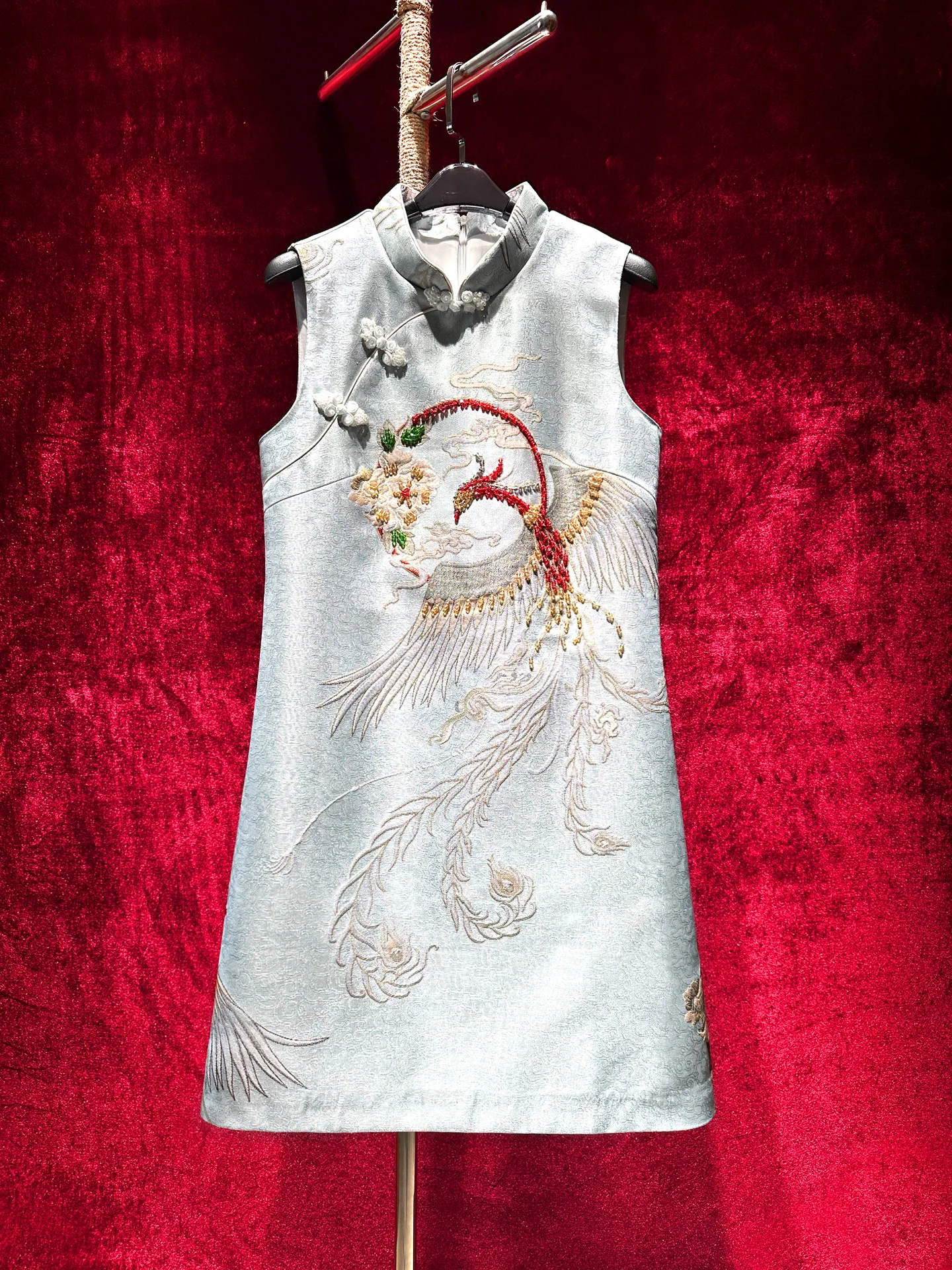 

Elegant Short Dress Beaded Heavy Work New Chinese Style National Trend Improved Women Luxury Sensation