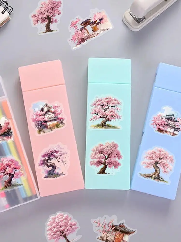 50 STKS Roze Aquarel Perzikboom Art PET Stickers Romantische Decoratie Briefpapier Doos Water Cup Penhouder Plakboek Gift Sticker - afbeelding 2
