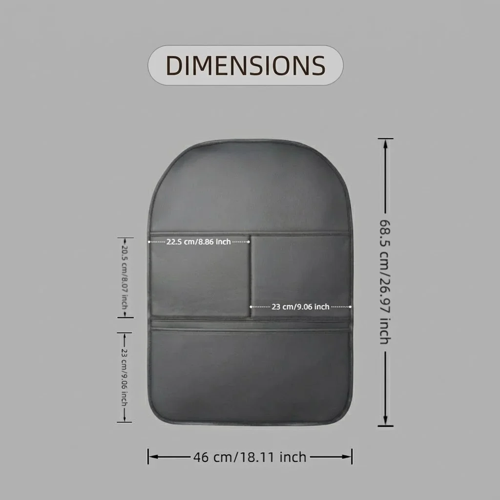 PU Leather Car Seat Kick Mat, Wear-Resistant and Non-Slip, Easy to Install and Clean, Suitable for All Seasons