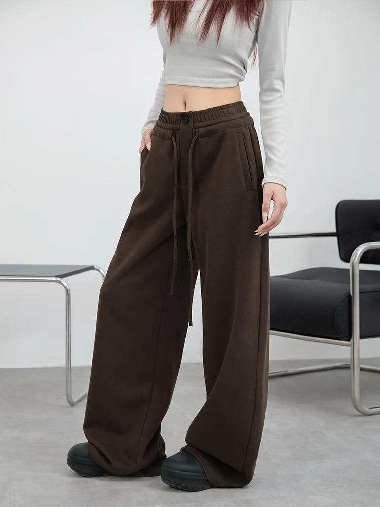 

Широкие брюки для выступлений, женские осенние студенческие уютные эластичные клетчатые фланелевые брюки в английском стиле с нежными поясами, минималистичные простые сращивания