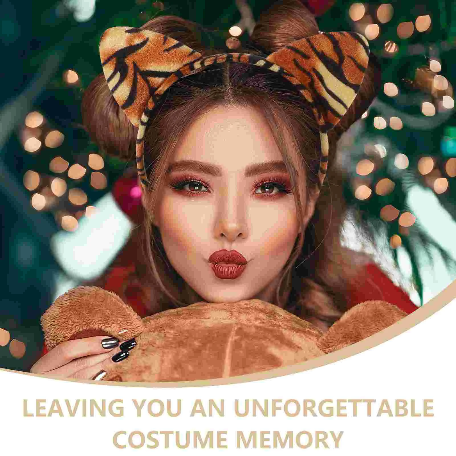 4 セット虎耳カチューシャ蝶ネクタイテールセットハロウィンコスプレ衣装小道具軽量で簡単に着用できるユニークなスタイル