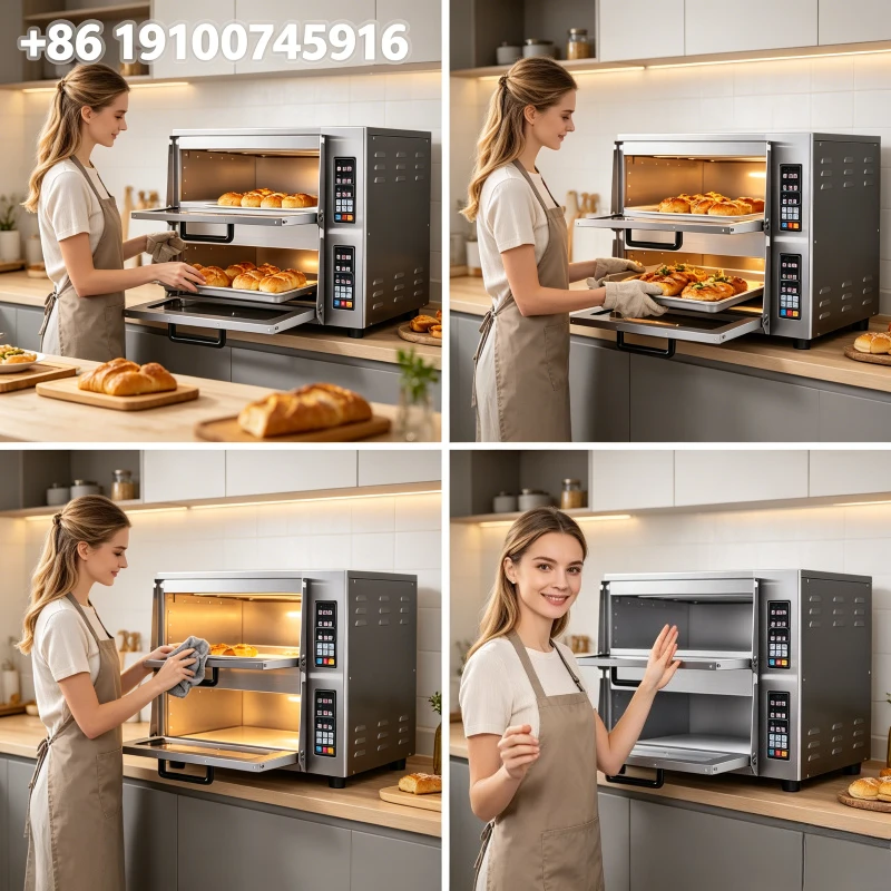 

2026Hot CP03 Commercial Single & Double Deck Pizza Oven, Electric Round Stone To p Oven with Computer Temperature Control