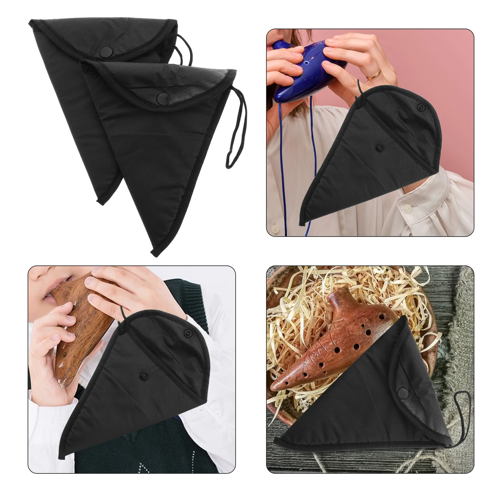 

2 Pcs Ocarina Storage Bag 12 Holes Holder Gadgets Pouches for Travel Light Grey