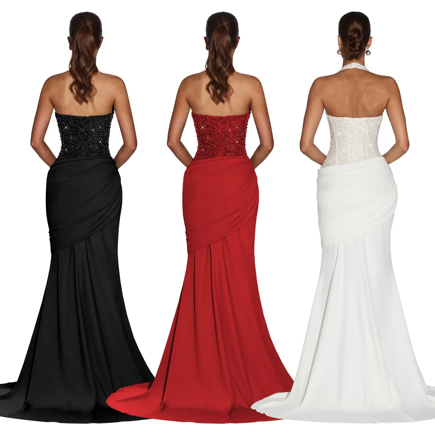 Nightclubs parties dances and banquets Elegant and sexy off-the-shoulder backless evening dresses