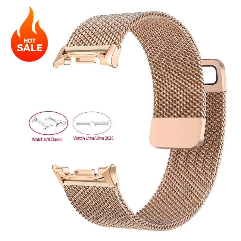حزام ميلانيزي لساعة سامسونج جالاكسي 8 40 ملم 44 ملم 8 كلاسيك 46 ملم سوار معدني مغناطيسي لساعة جالاكسي الترا 2025 47 ملم معصمه