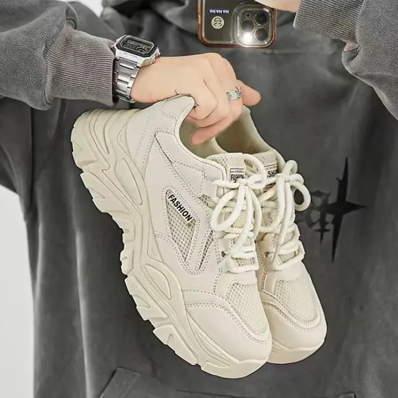 Scarpe da uomo Nuove scarpe casual traspiranti Sneakers con plateau alla moda Scarpe vulcanizzate allacciate Scarpe da papà con suola spessa Tenis Masculino
