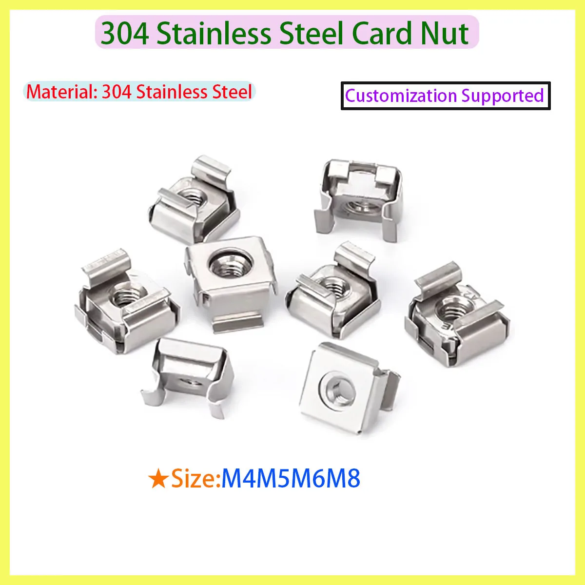 

304 Stainless Steel Cage Nuts - Floating Cabinet Rack Nuts Sheet Metal Nuts M4-M8