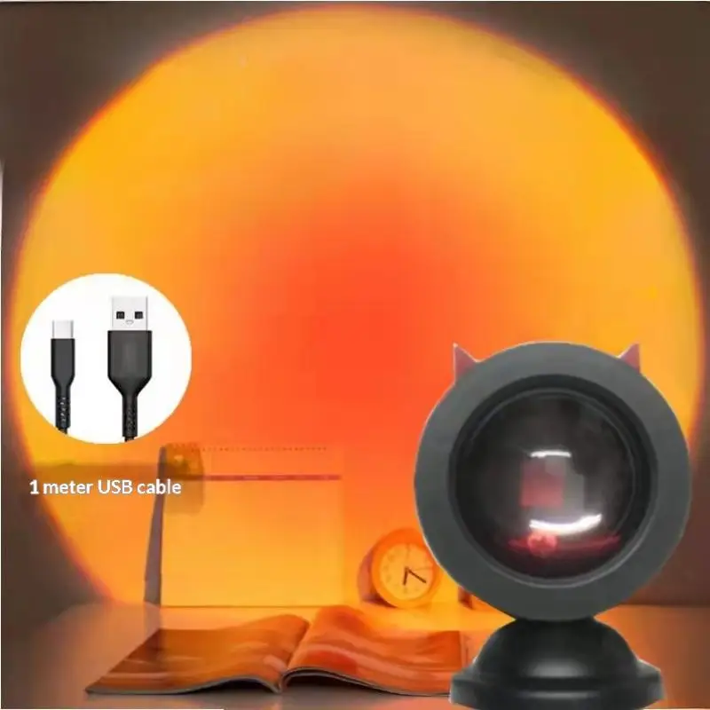 

Mini USB Sunset Lamp Led Projector Night Light 6 Colors Switch Rainbow Atmosphere Home Bedroom Background Wall Decoration Gift