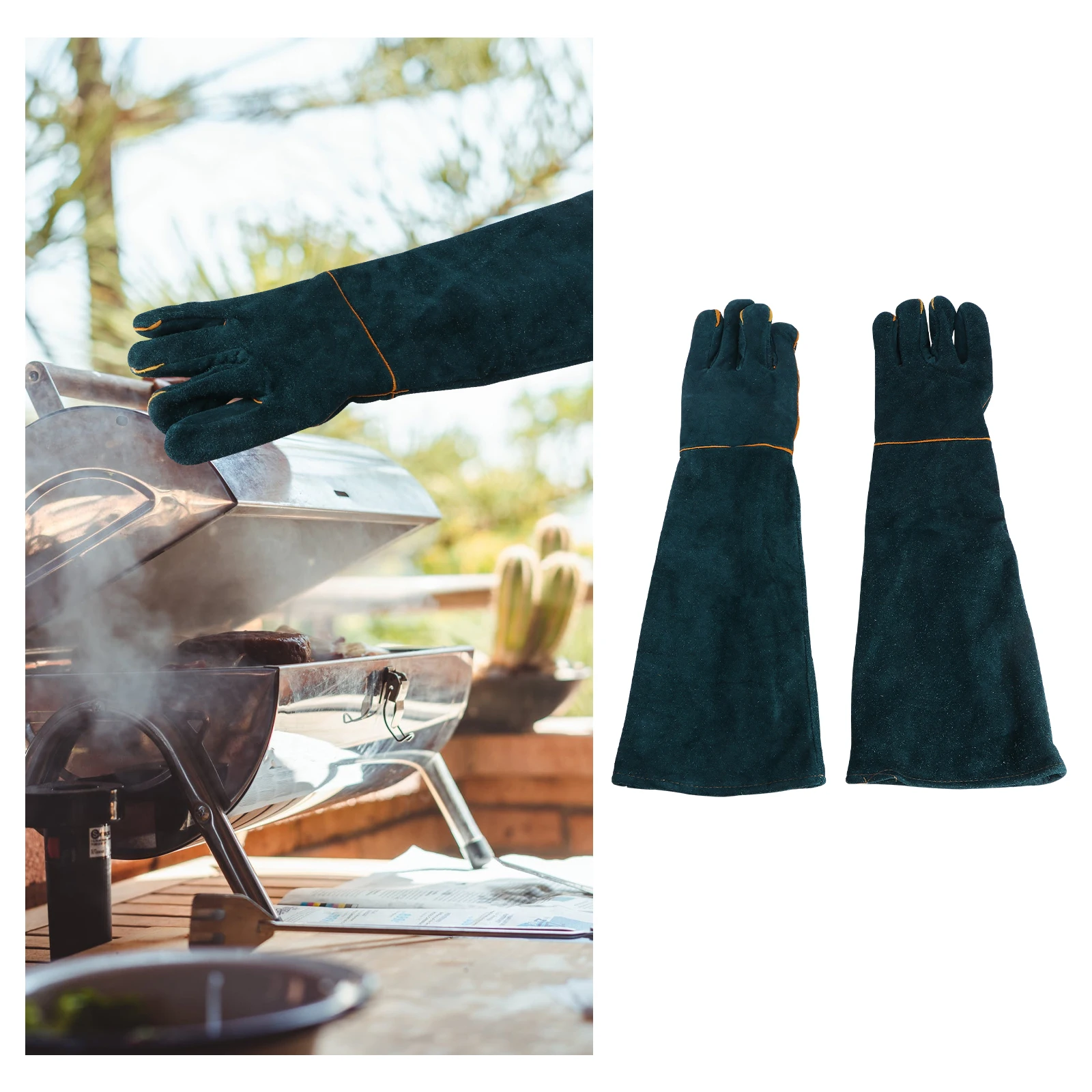 

Anti Bite Gloves Cowhide Long Sleeve Fireproof Outdoor Working Microwave