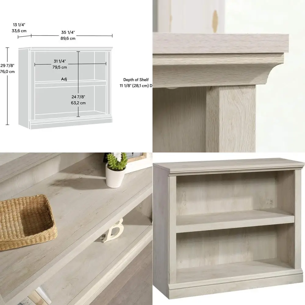 

Chalked Chestnut 2-Tier Wooden Bookshelf, Versatile Home Office & Living Room Storage